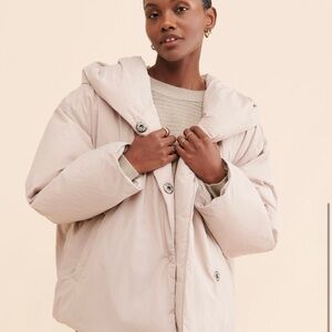 Free People Light Beige Puffer Jacket